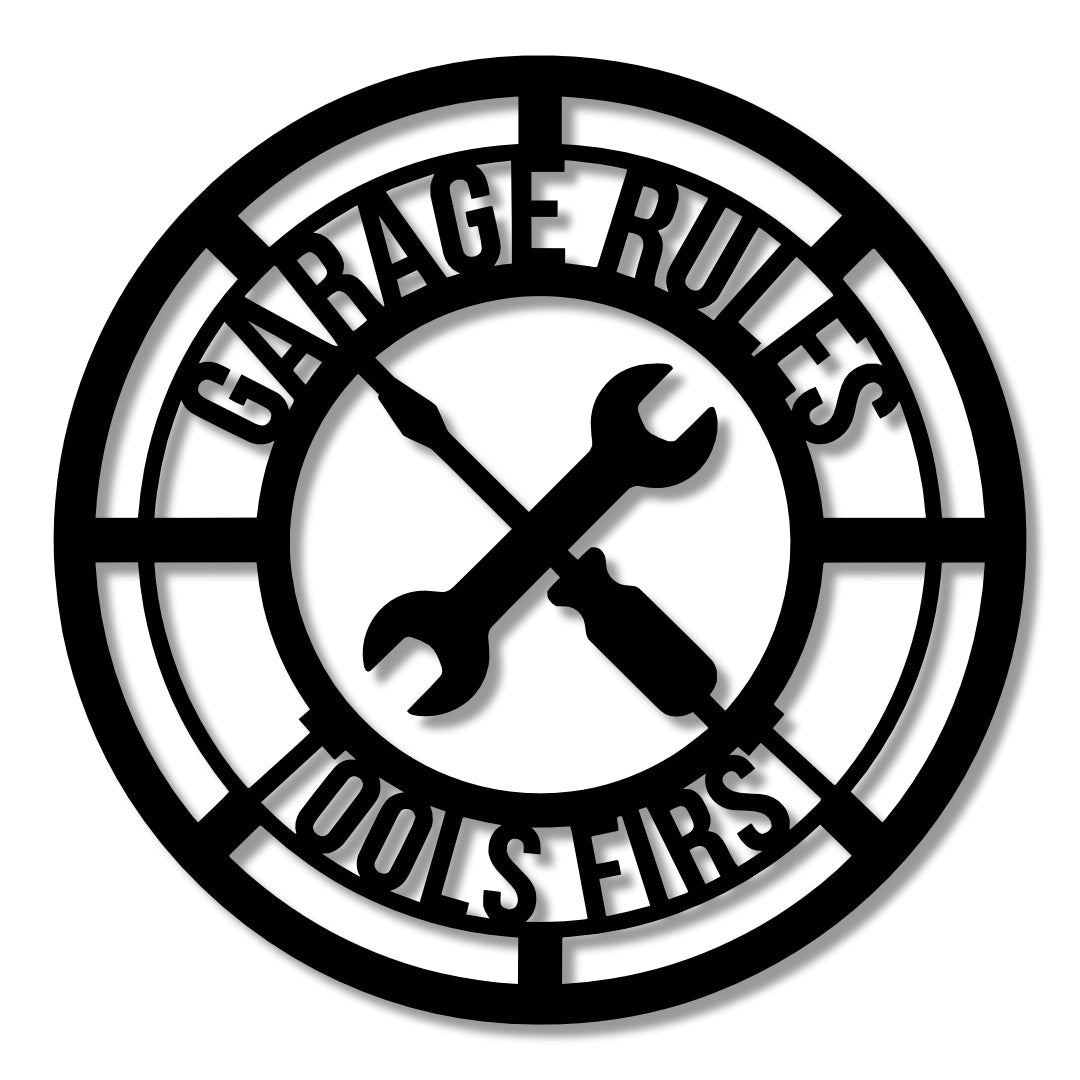 Garage Rules Tools First Wall Art - 30cm