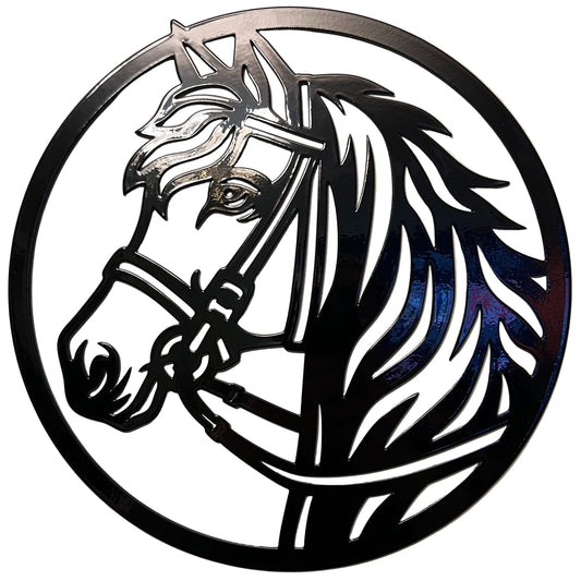 Metallic horse head design