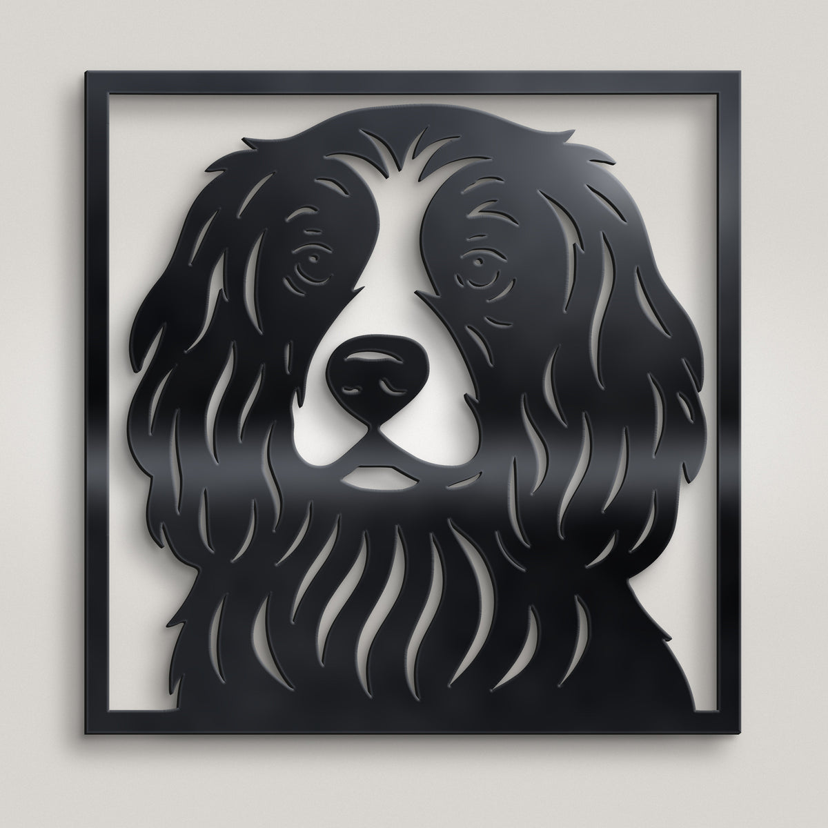Cocker Spaniel Framed Metal Wall Art – 30cm | Gloss Black Steel